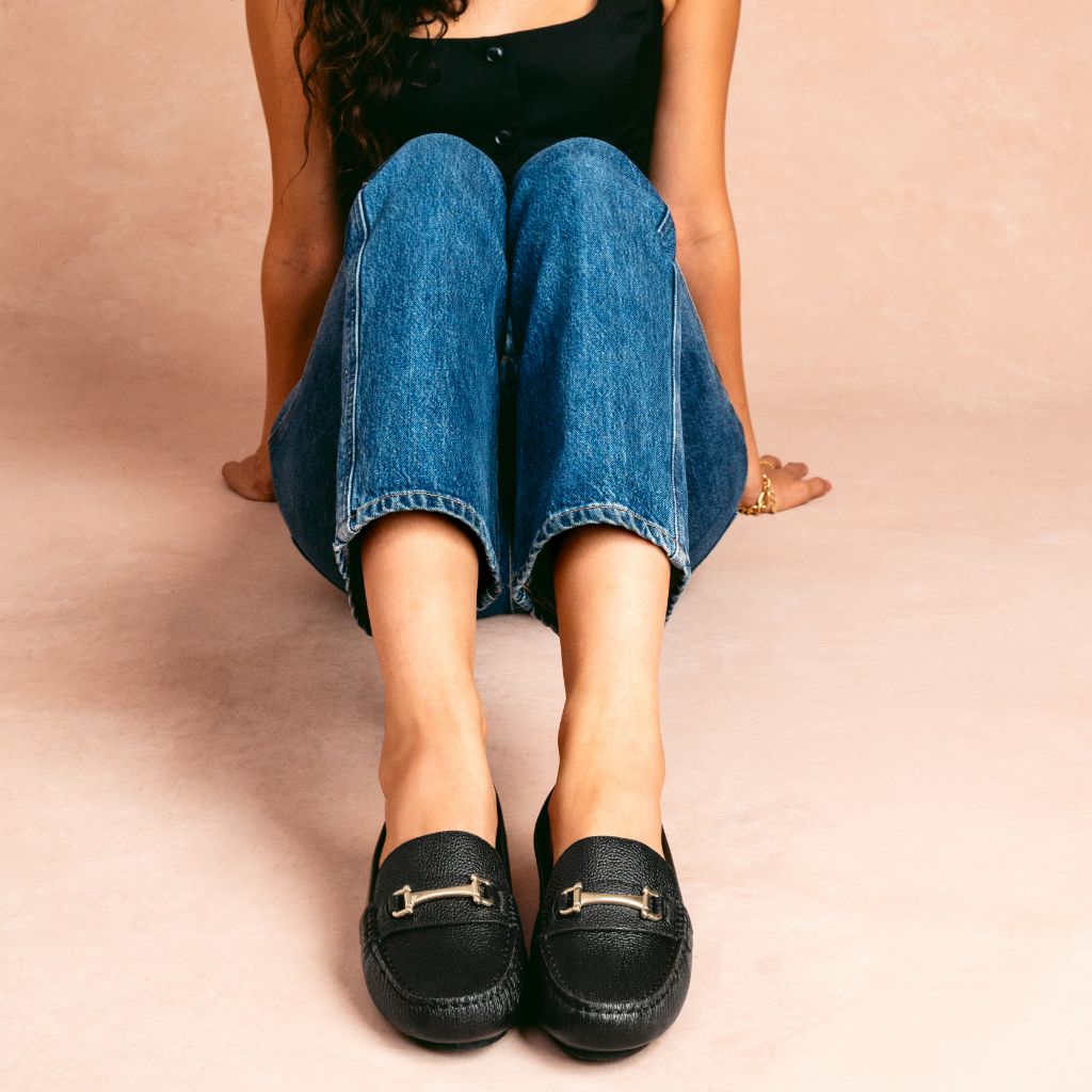 Driving Loafer | Black & Gold