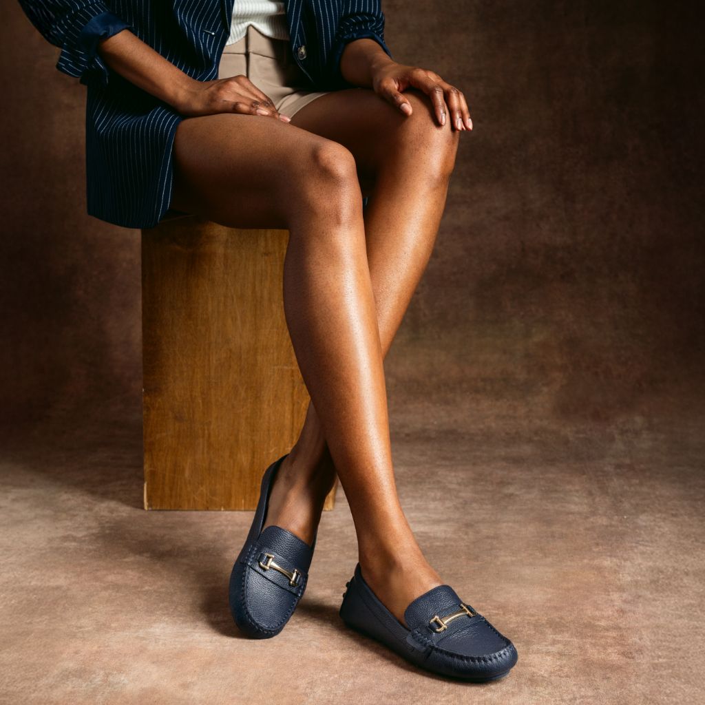 Driving Loafer | Navy & Gold