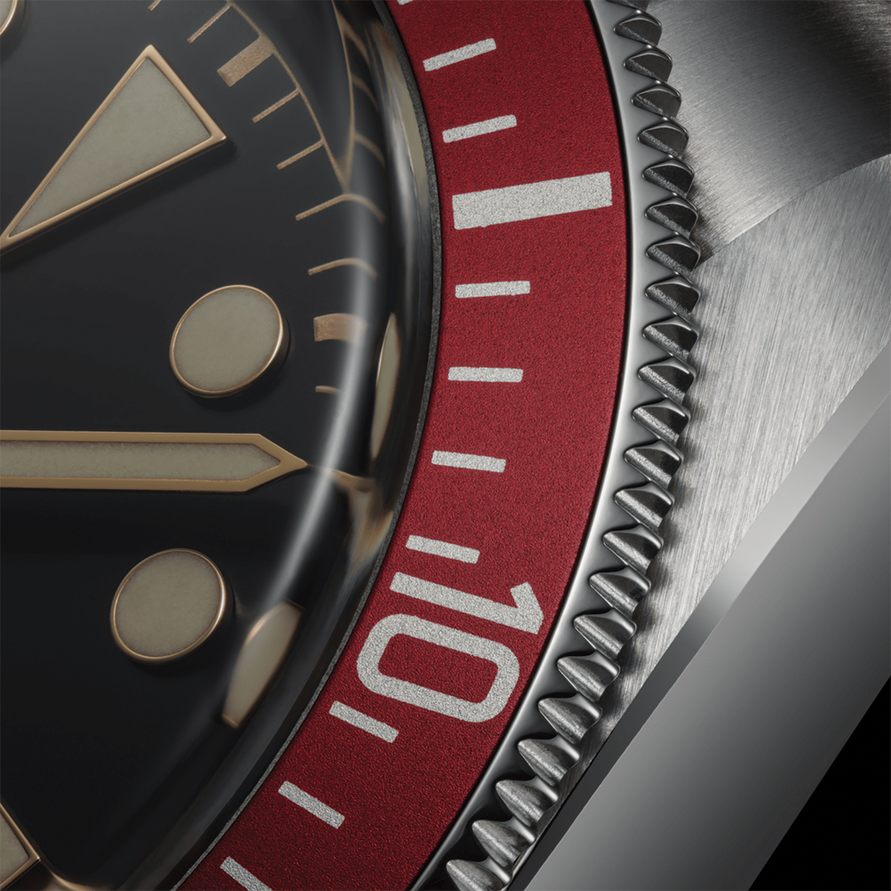 Black Bay 41mm - Black, Burgundy Bezel on Bracelet