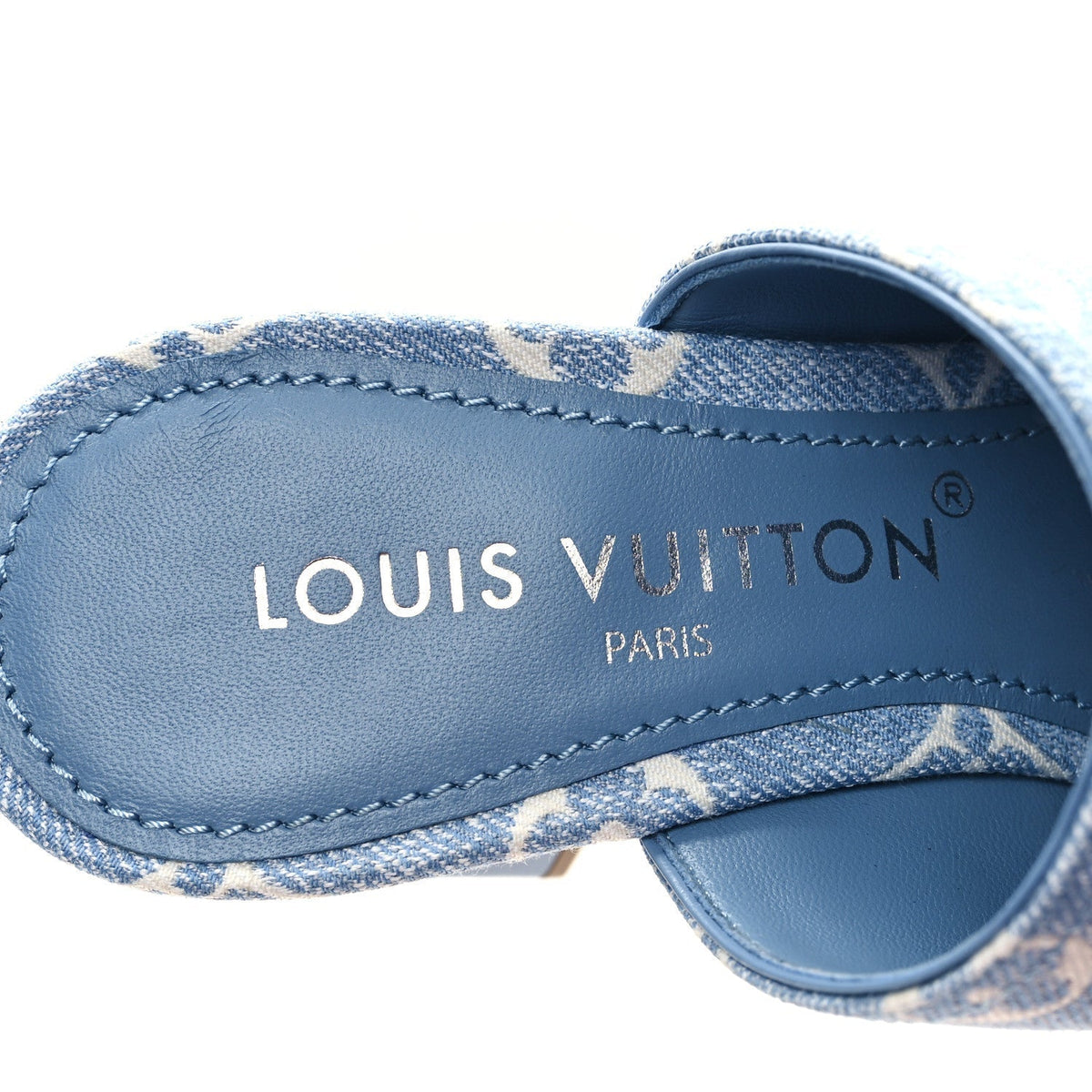 Denim Monogram Silhouette Mules 37 Blue