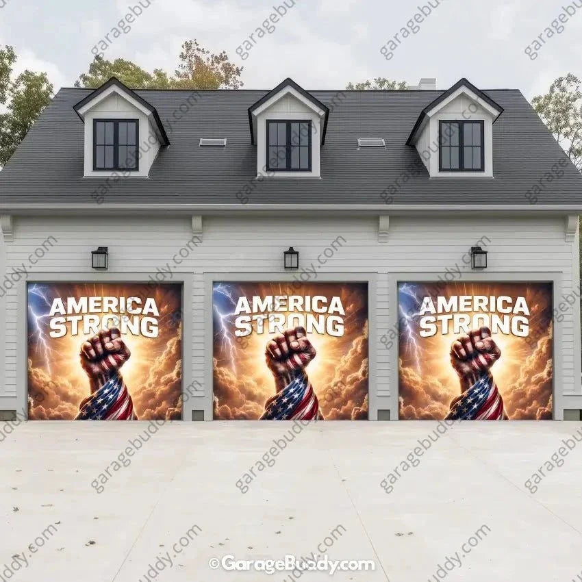 America Strong | Patriotic Garage Door Cover