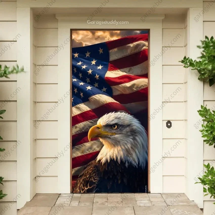 American Bald Eagle & US Flag | Patriotic Front Door Cover