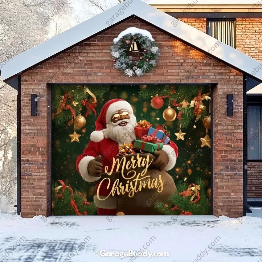 Black Santa | Christmas Garage Door Cover
