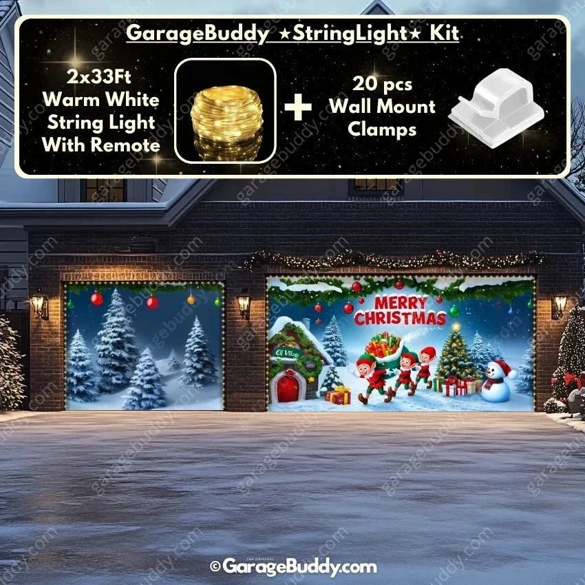 Elf Village | Christmas Garage Door Cover