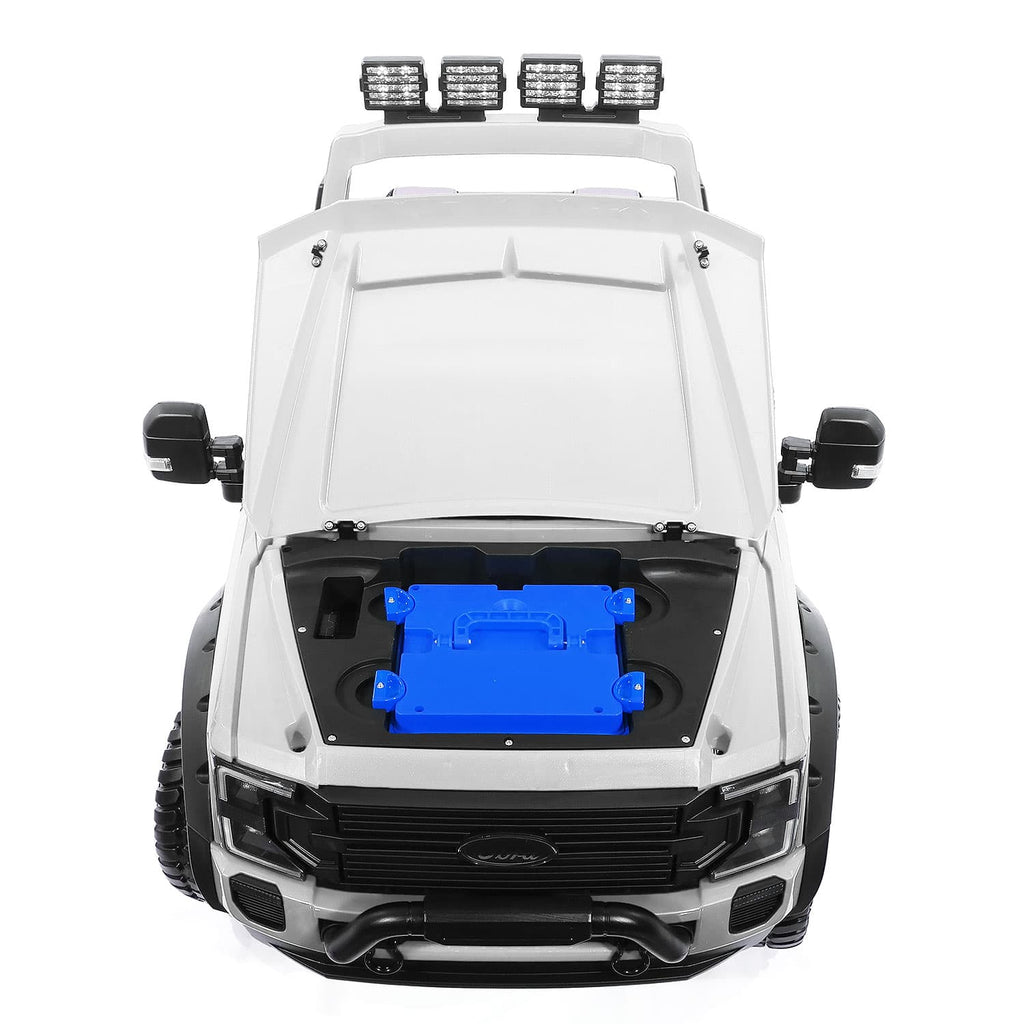 Ford F450 Custom Edition 24V Kids Ride-On Car Truck with R/C Parental Remote | White