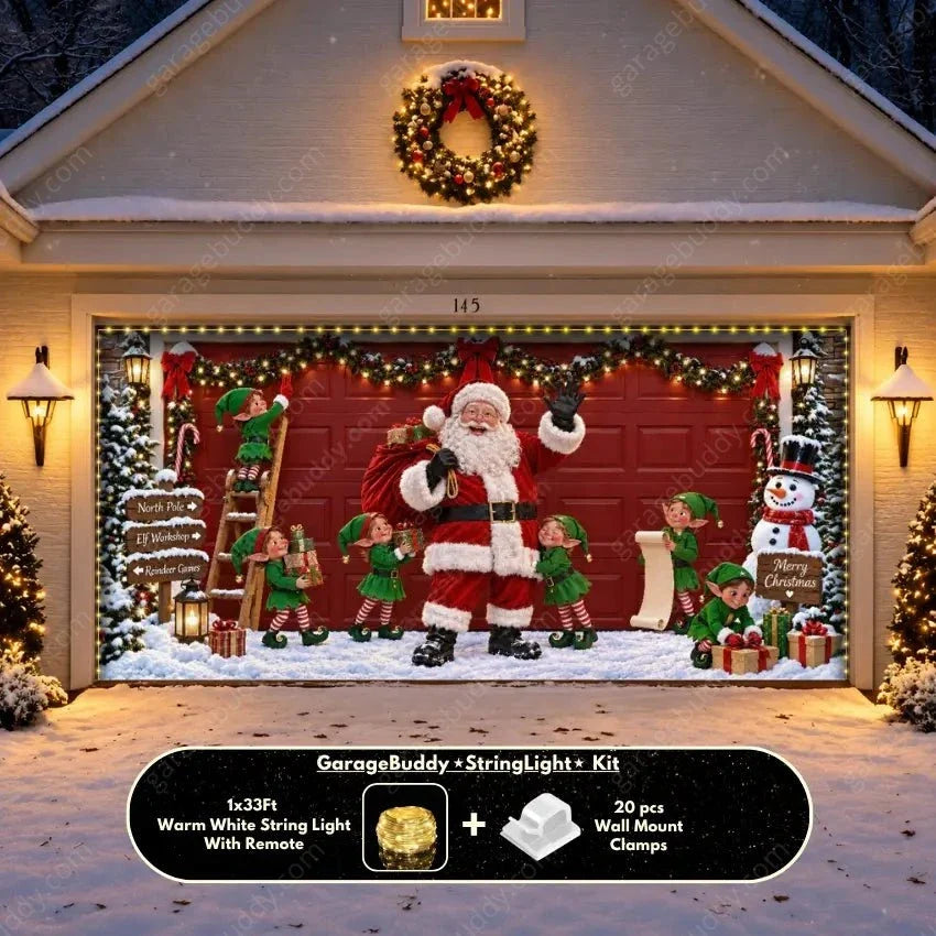 Santa's Crew | Christmas Garage Door Cover