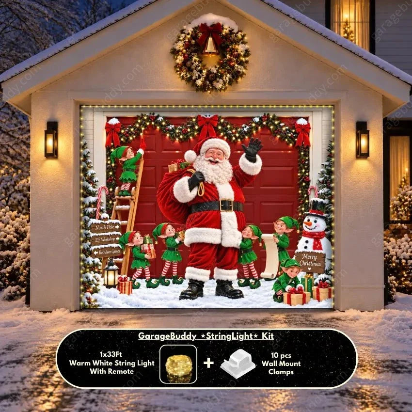 Santa's Crew | Christmas Garage Door Cover