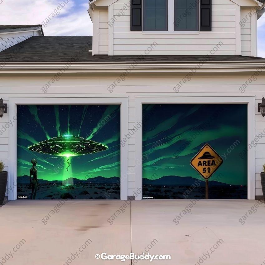 Alien Abduction | Halloween Garage Door Cover