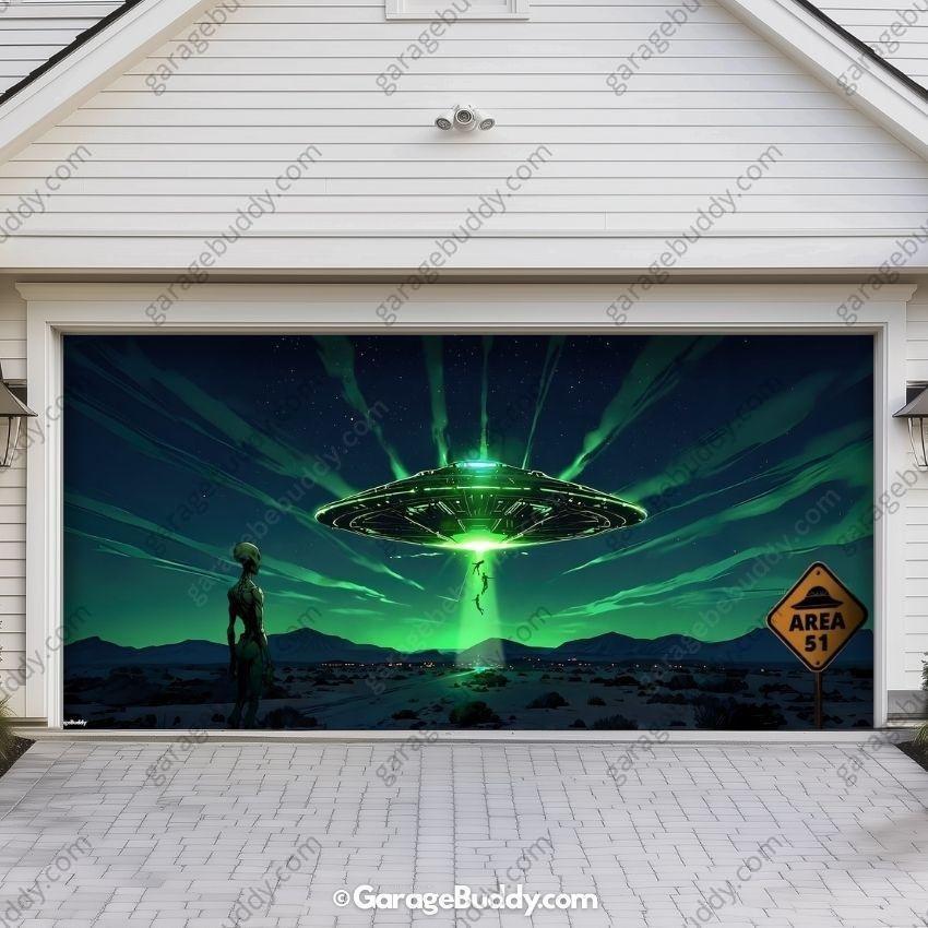 Alien Abduction | Halloween Garage Door Cover