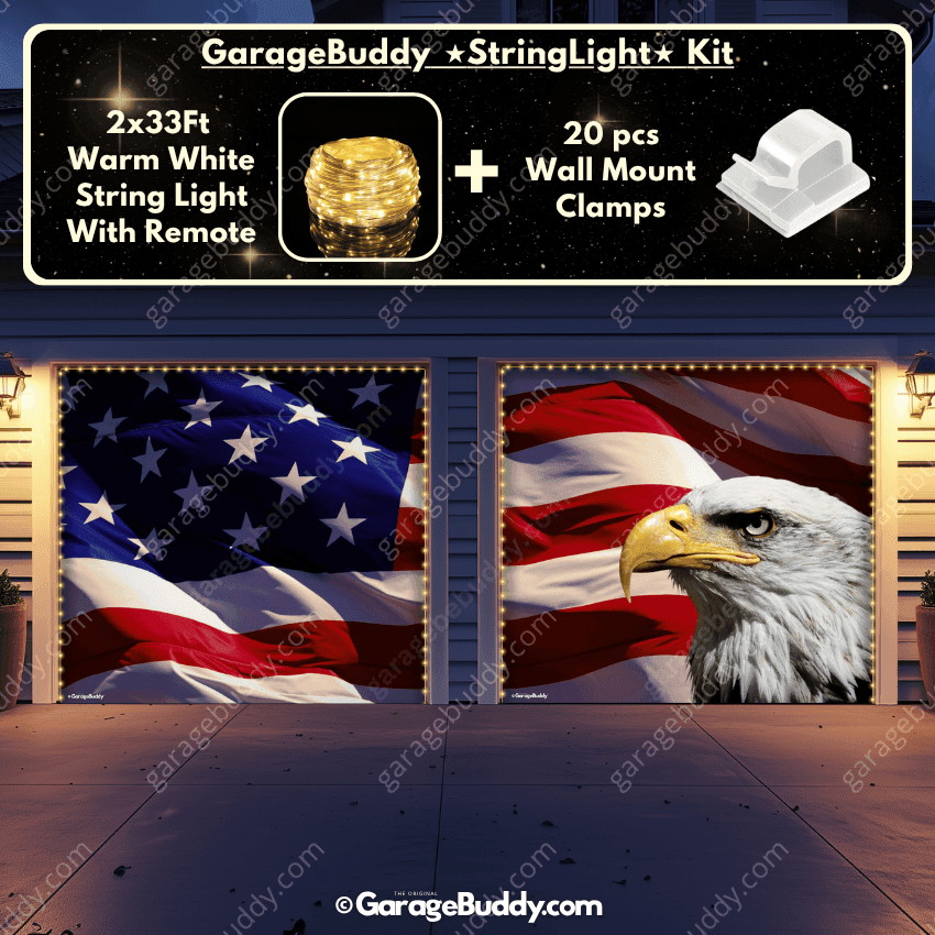 American Bald Eagle & US Flag | Patriotic Garage Door Cover