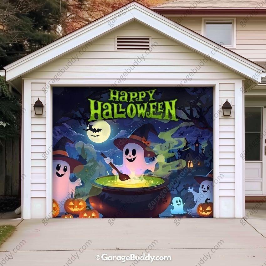 Cute Ghosts | Halloween Garage Door Cover