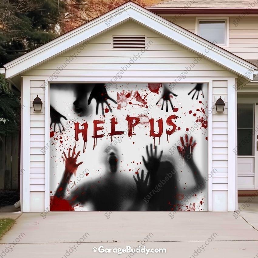 Help Us! | Halloween Garage Door Cover