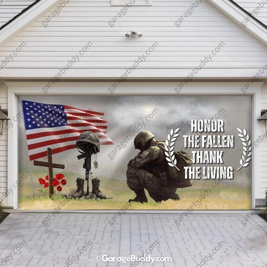 Honor The Fallen | Patriotic Veterans Garage Door Cover