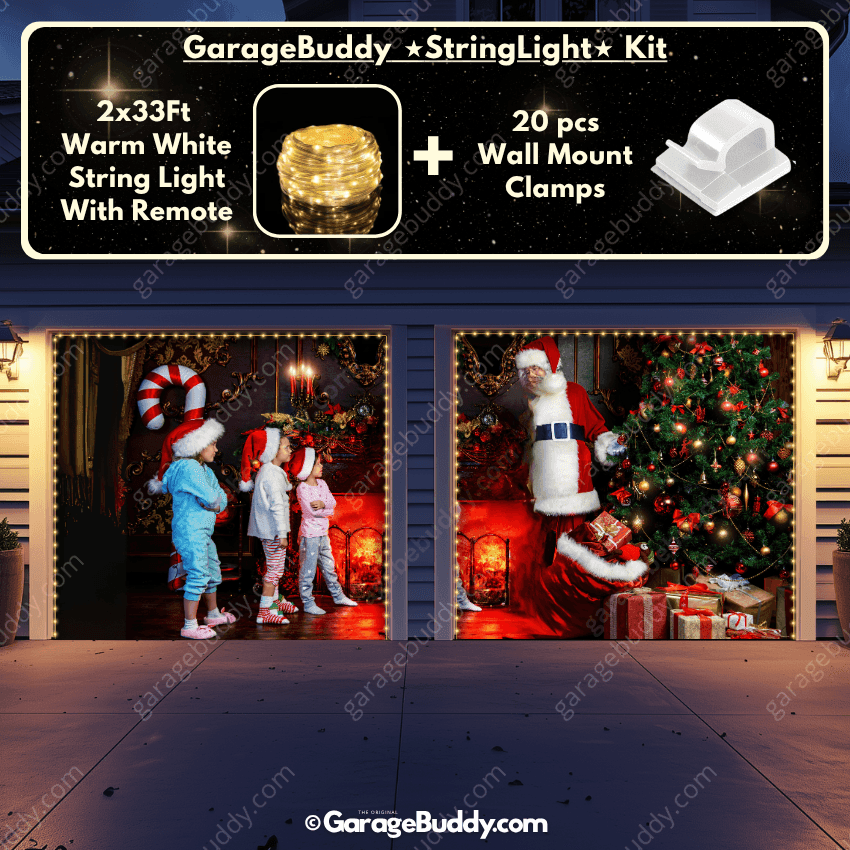 Santa With Kids | Christmas Garage Door Cover