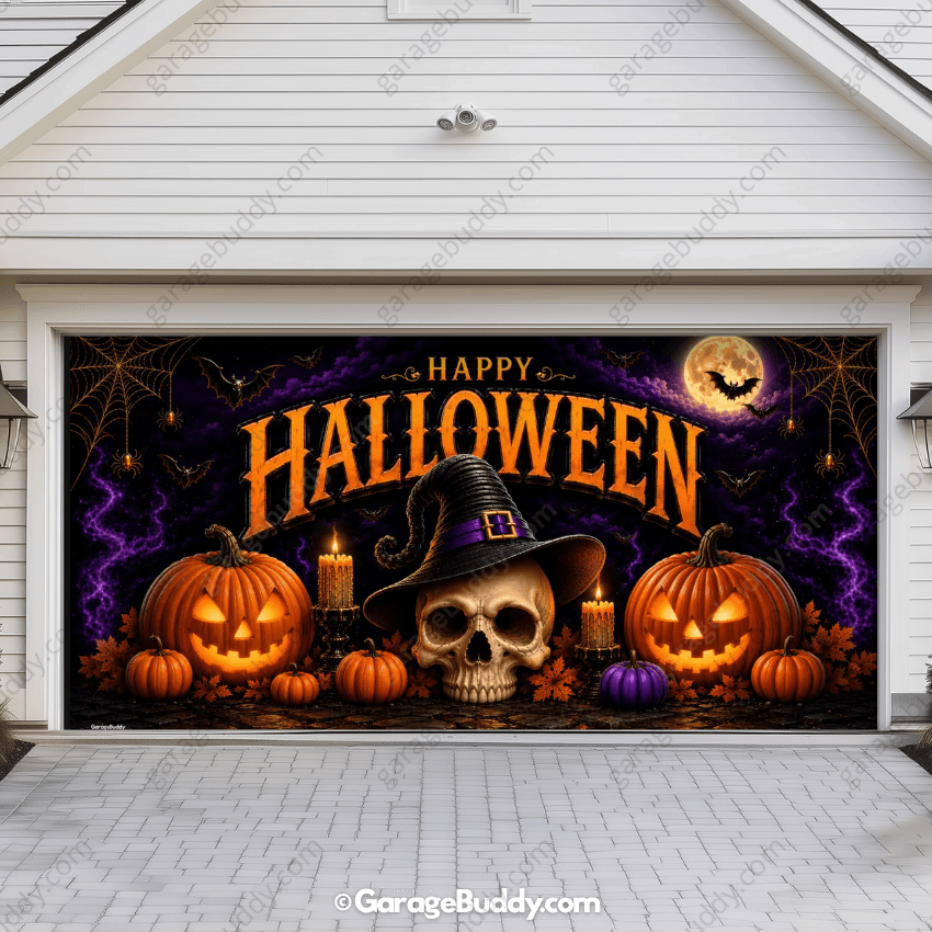 Wicked Halloween | Skull & Pumpkin Halloween Garage Door Cover