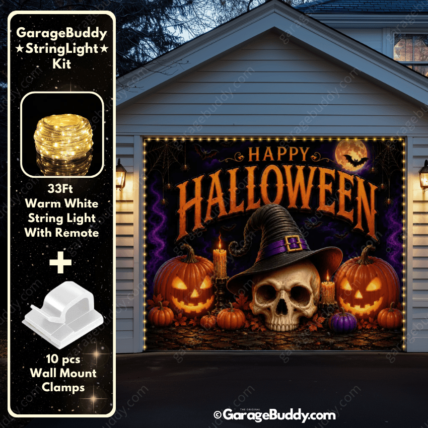 Wicked Halloween | Skull & Pumpkin Halloween Garage Door Cover