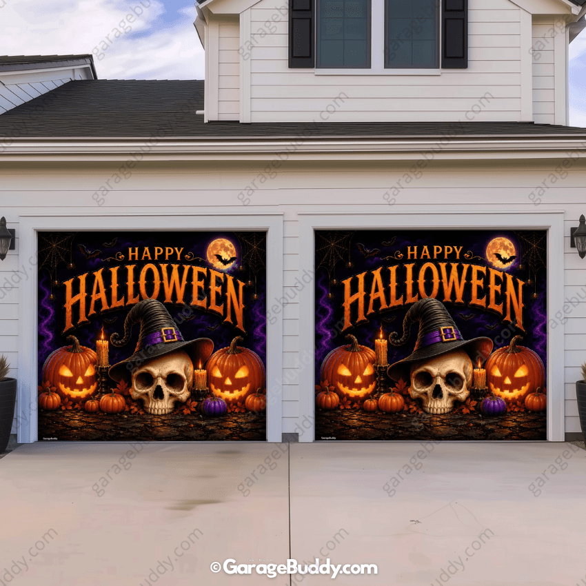 Wicked Halloween | Skull & Pumpkin Halloween Garage Door Cover