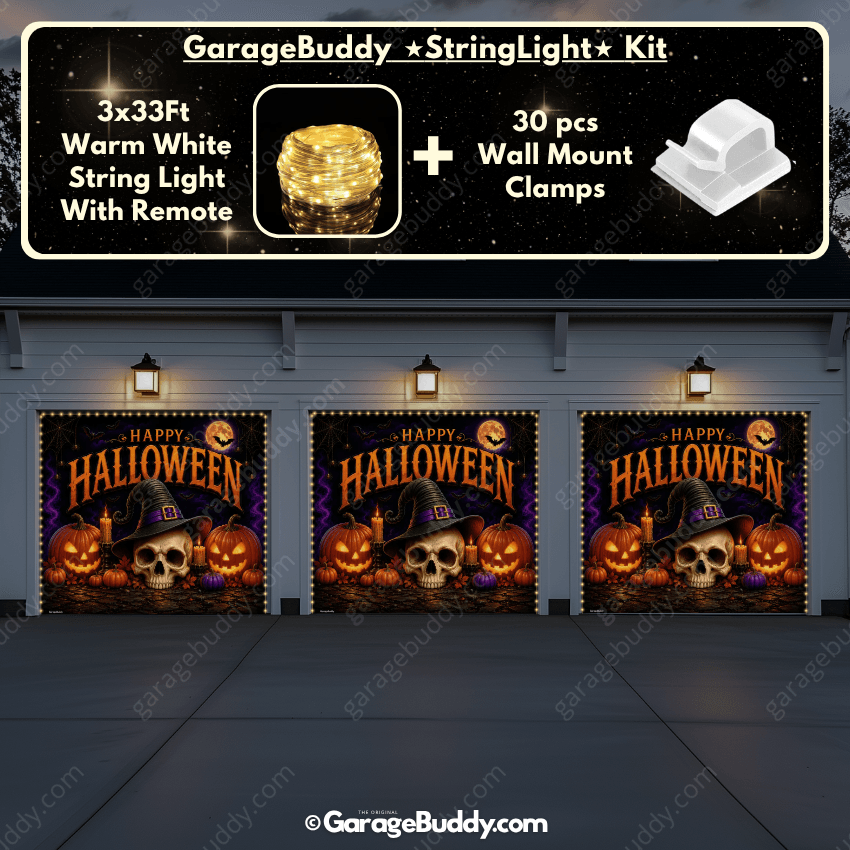 Wicked Halloween | Skull & Pumpkin Halloween Garage Door Cover