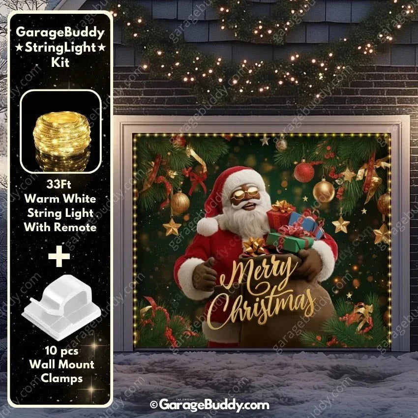 Black Santa | Christmas Garage Door Cover