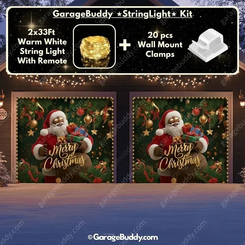 Black Santa | Christmas Garage Door Cover