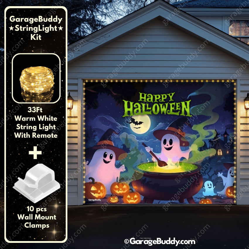 Cute Ghosts  (Glow)| Halloween Garage Door Cover