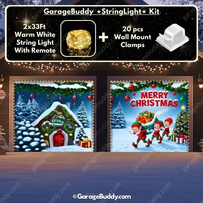 Elf Village | Christmas Garage Door Cover