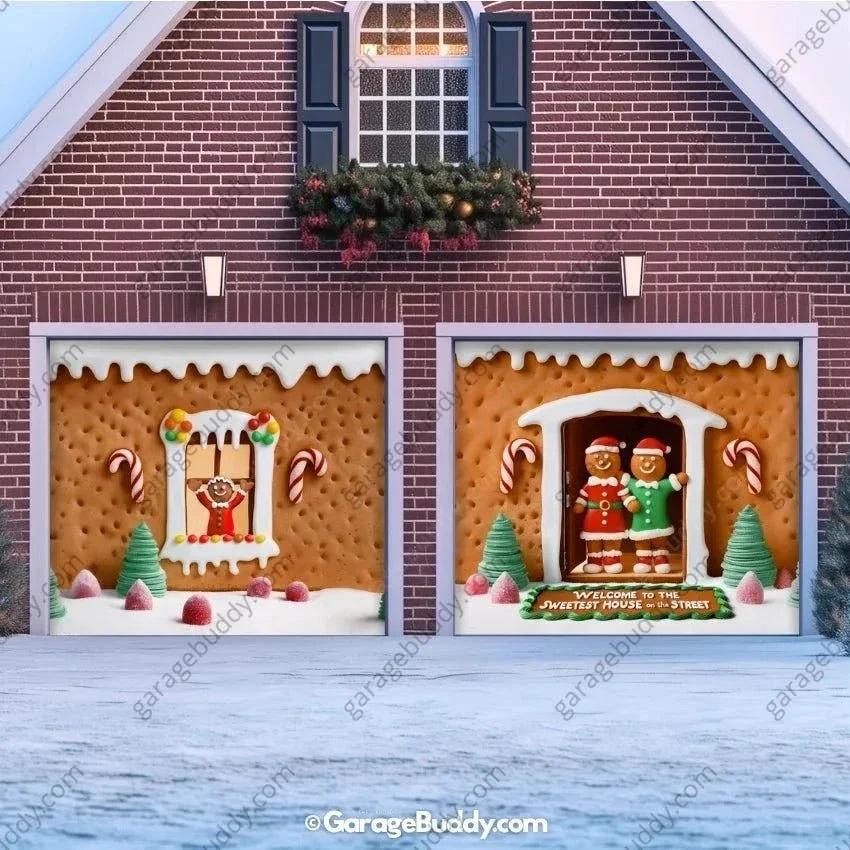 Gingerbread Family | Christmas Garage Door Cover