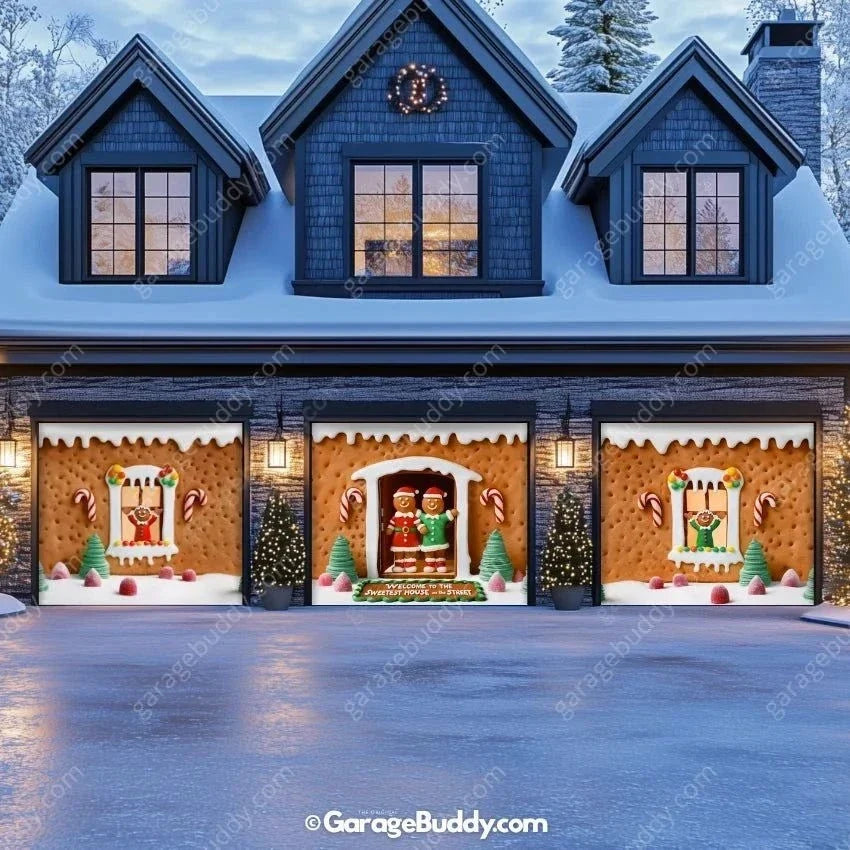 Gingerbread Family | Christmas Garage Door Cover