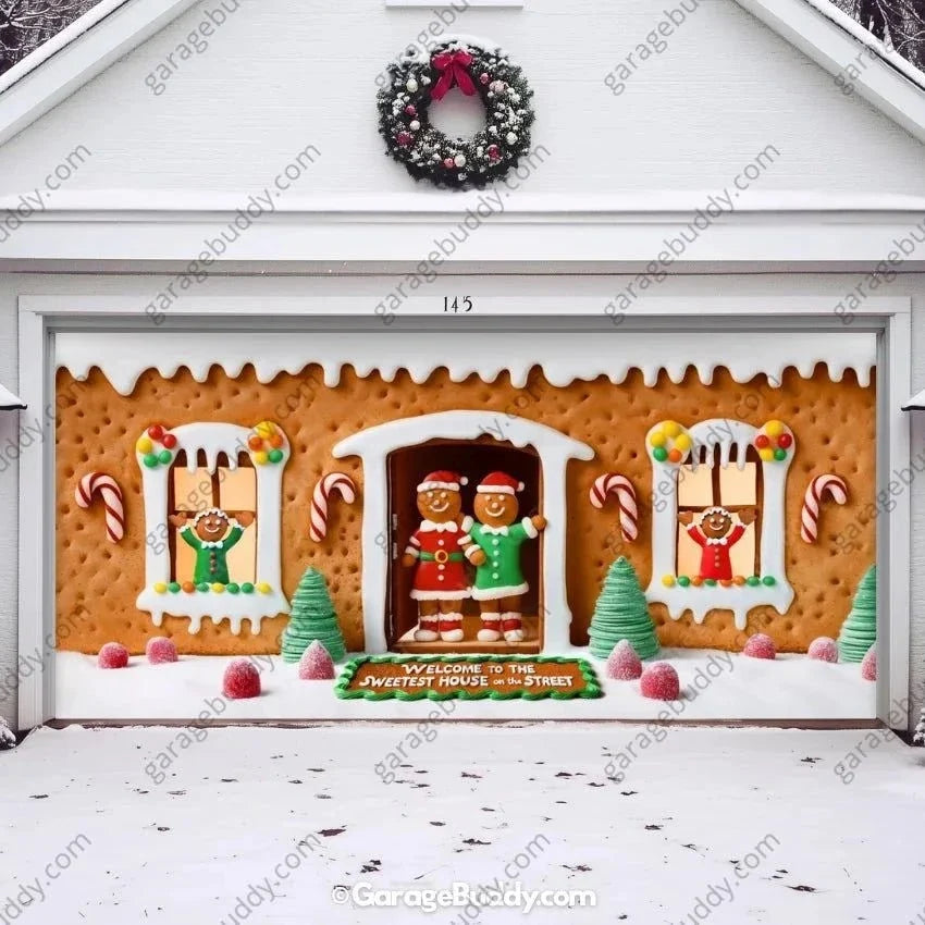 Gingerbread Family | Christmas Garage Door Cover