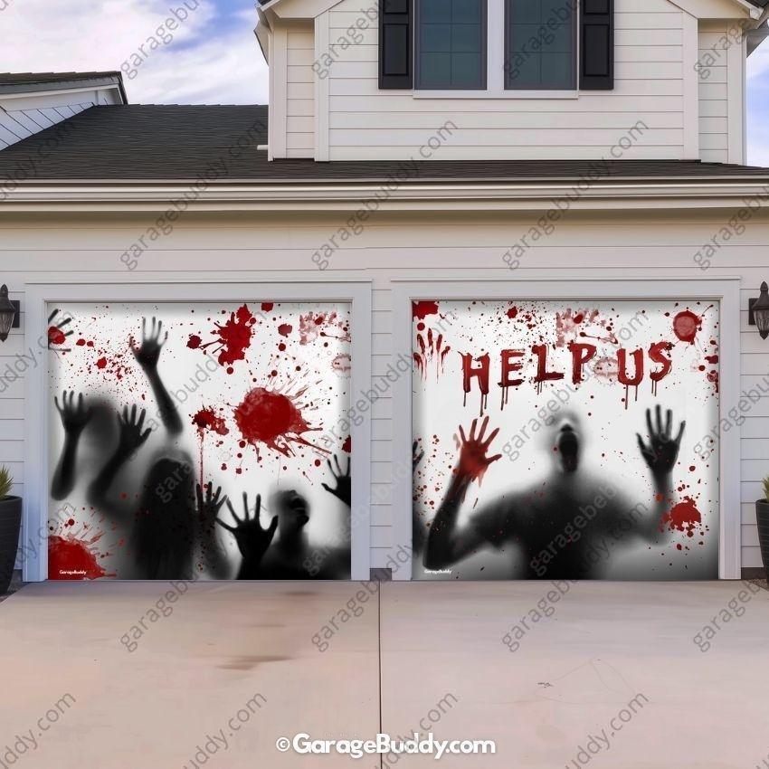 Help Us! | Halloween Garage Door Cover
