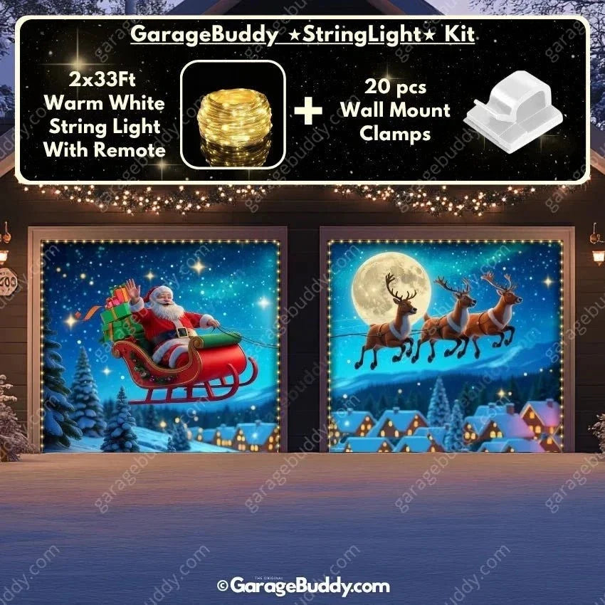 Santa's Flight | Christmas Garage Door Cover