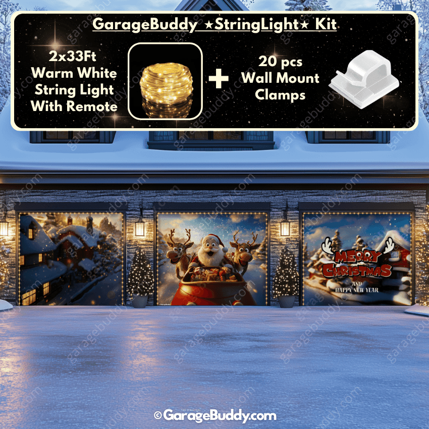 Santa & Reindeers | Christmas Garage Door Cover