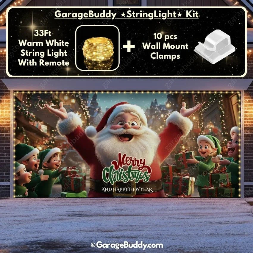 Santa And Elves | Christmas Garage Door Cover