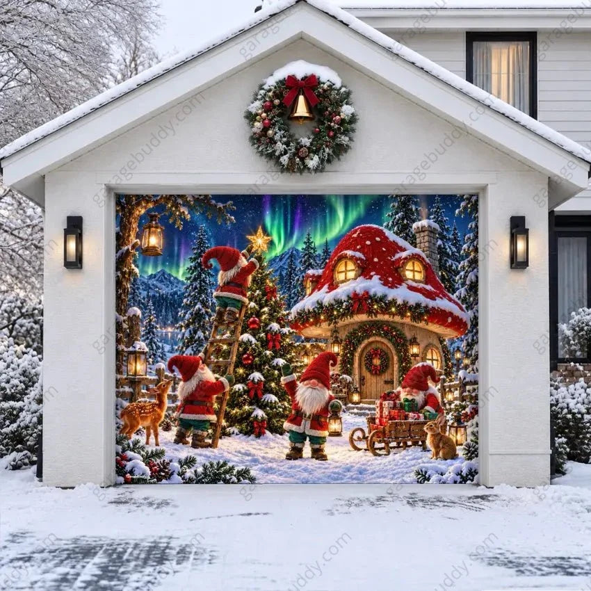 Gnome Wonderland (Glow) | Christmas Garage Door Cover