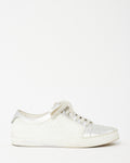 Chanel White Leather and Silver CC Logo Low-Top Sneakers - 36
