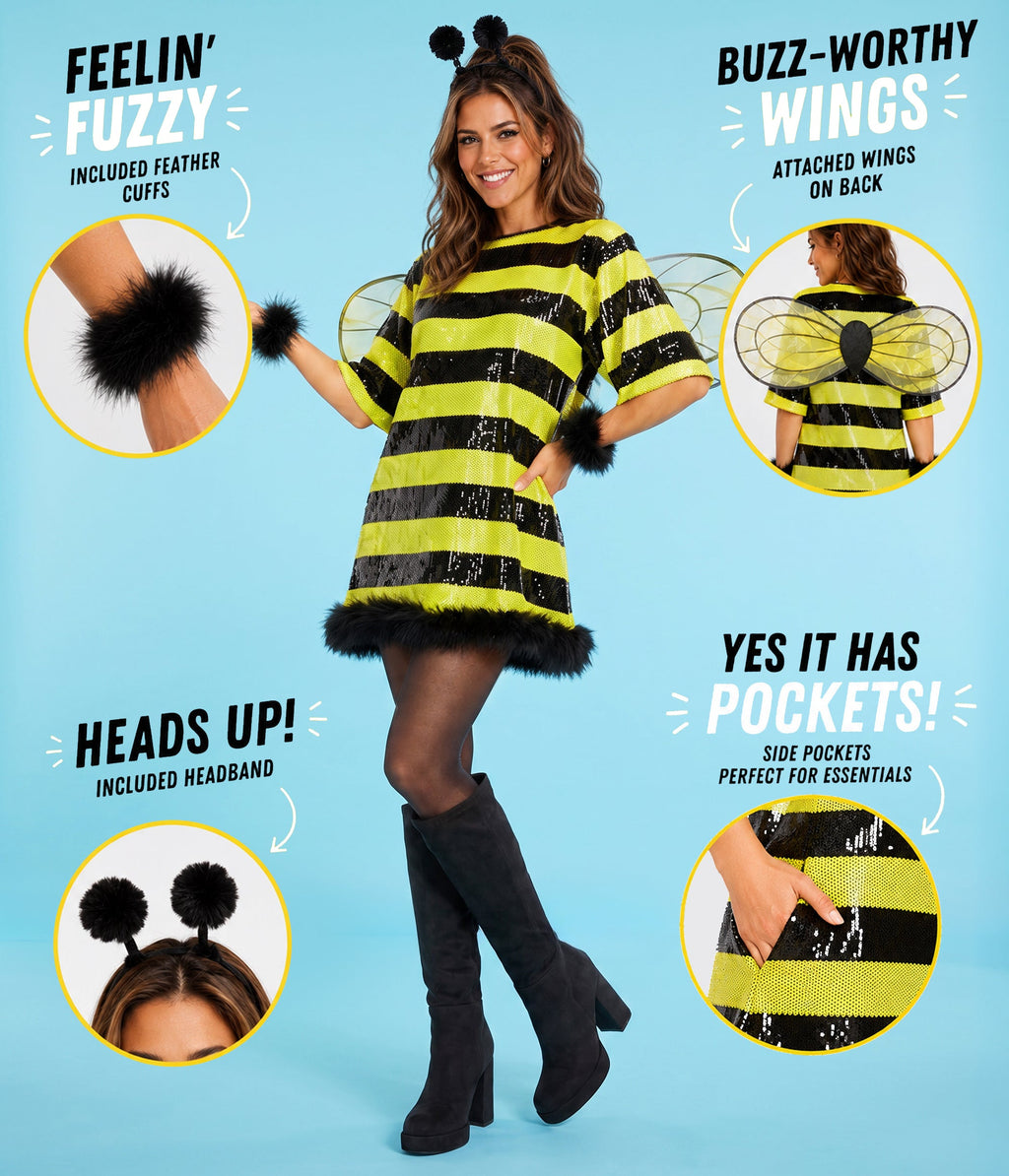Sequined Bee Costume Dress