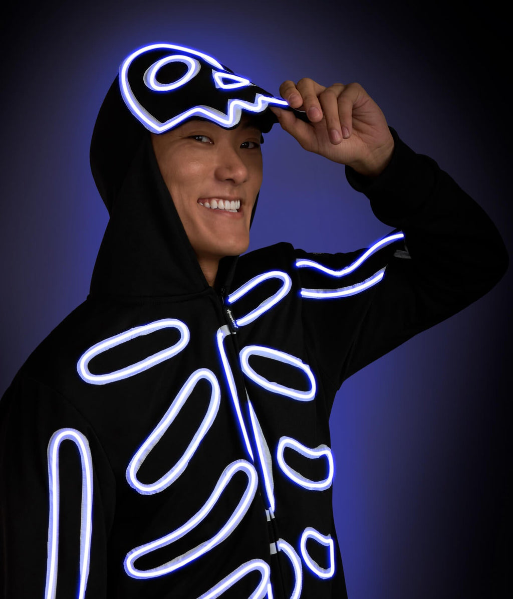 Men's Neon LED Light Up Skeleton Costume