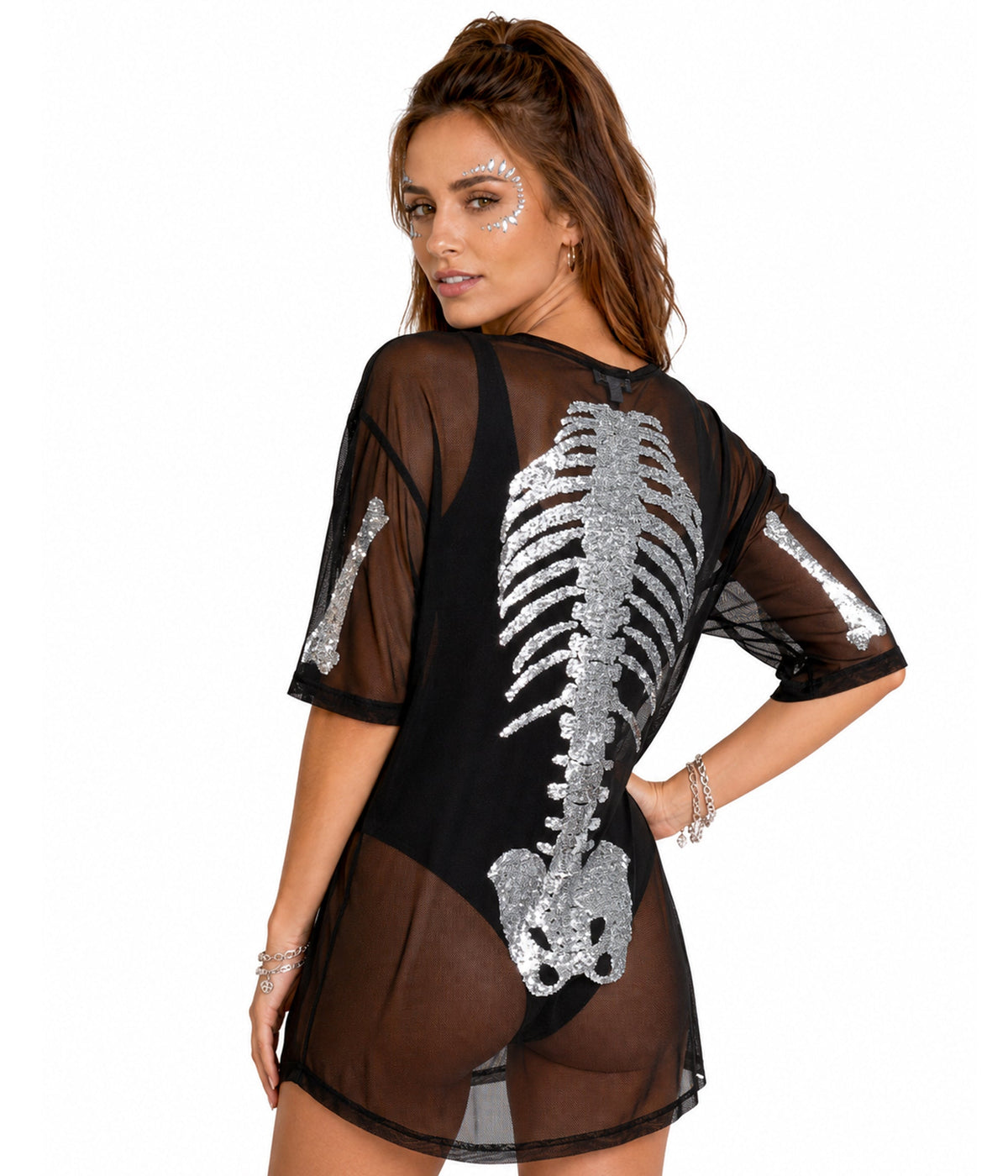 Silver Skeleton Mesh Costume Dress