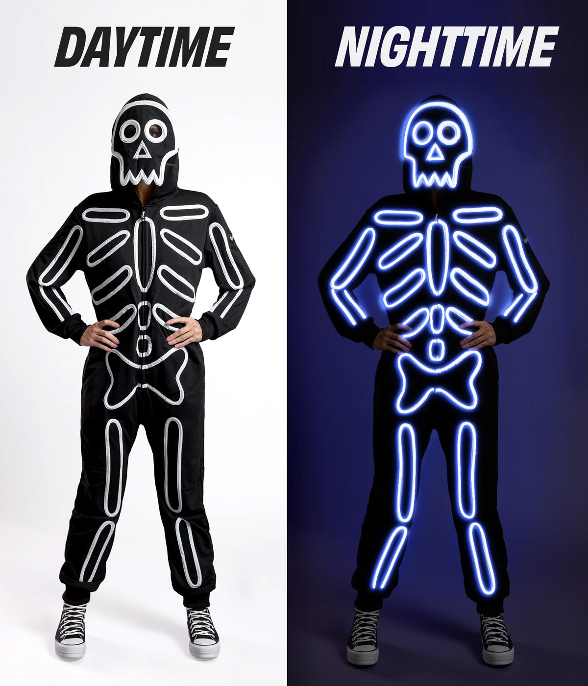Men's Neon LED Light Up Skeleton Costume