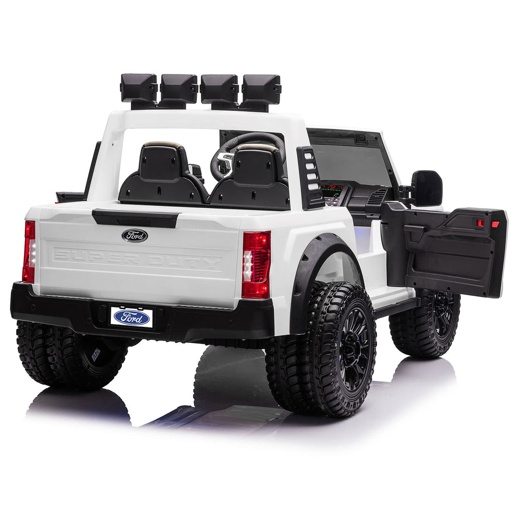 Ford F450 Custom Edition 24V Kids Ride-On Car Truck with R/C Parental Remote | White