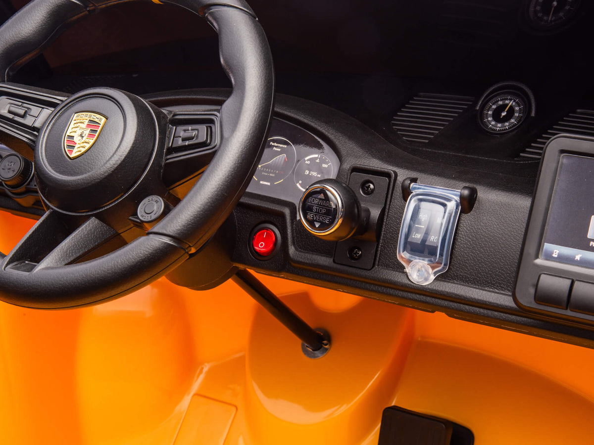 24V Porsche 911 GT3 Kids 2-Seater Ride On Car - Yellow