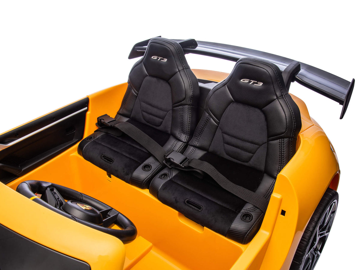 24V Porsche 911 GT3 Kids 2-Seater Ride On Car - Yellow