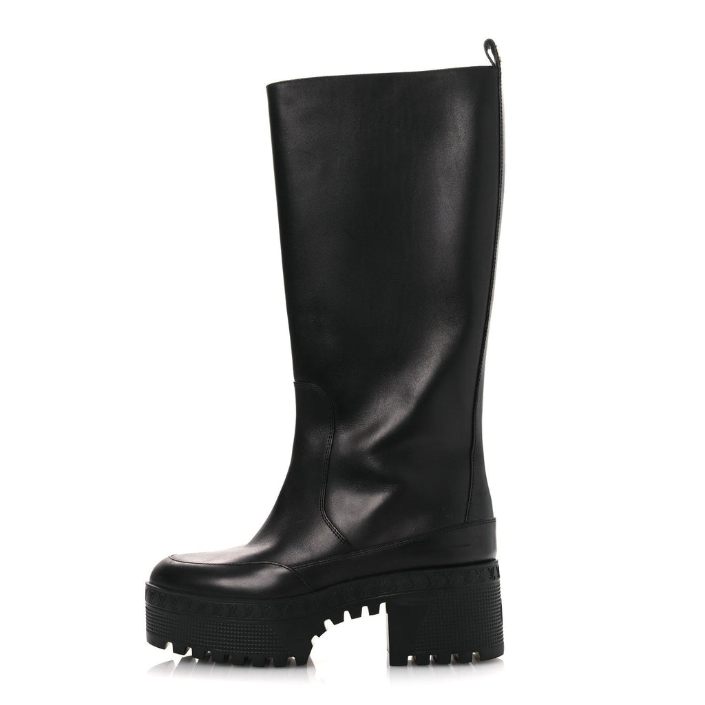 Calfskin Laureate Platform High Boots 36 Black