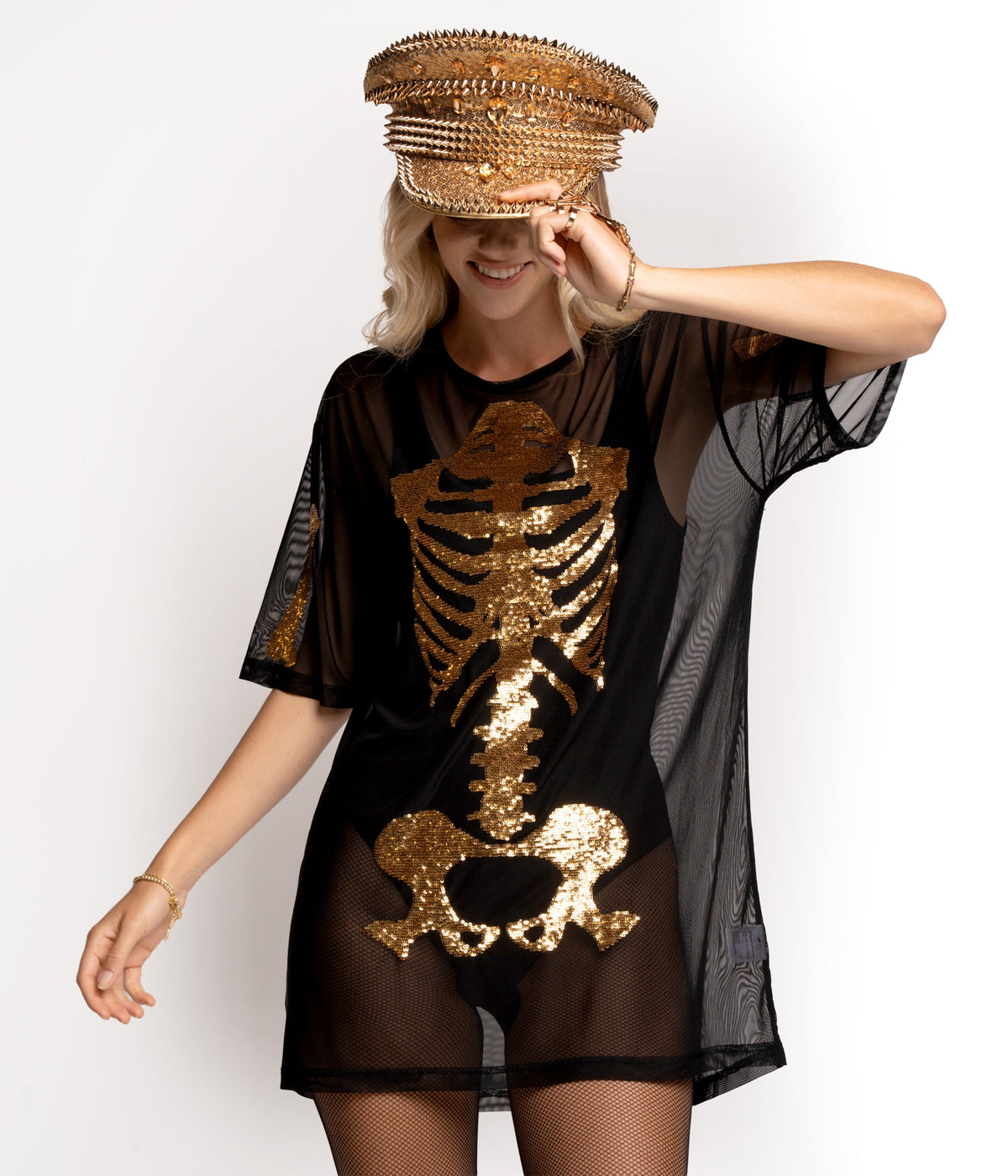 Gold Skeleton Mesh Costume Dress